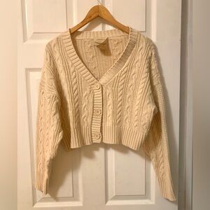 Forever 21 Pantone Cardigan Sweater Large Tan Sand Cream Color